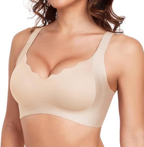 Womens Soft Wireless Comfort Bralettes Push Up Bra Seamless No Underwire Bras for Women Full Coverage, Nude, XXL