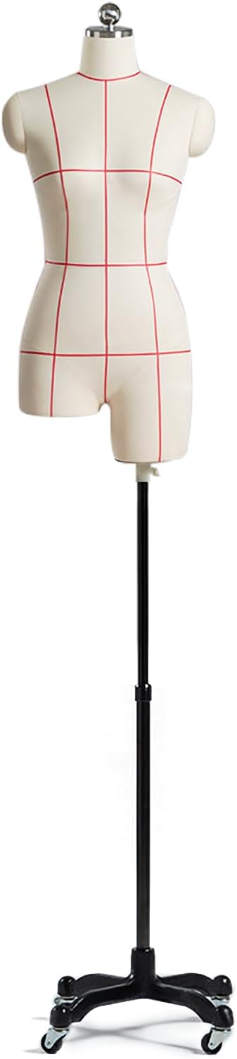 Custom Women Mannequin Dress Body Foam, Adjustable Height 183-227cm & Movable Universal Wheel Mannequin Body, Straight or Angled Pin Available, Mannequin Torso for Sewing Clothing Jewelry Display Ivory White