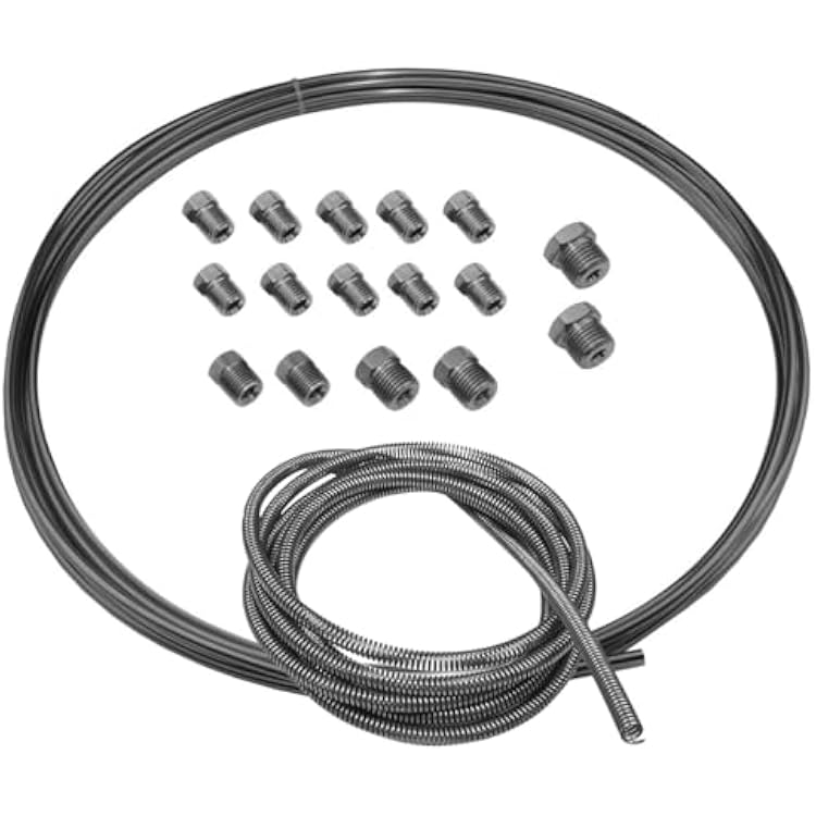 Inline Tube DIY Brake Plumbing Kit with Coil of Tube & Fittings, Stainless
