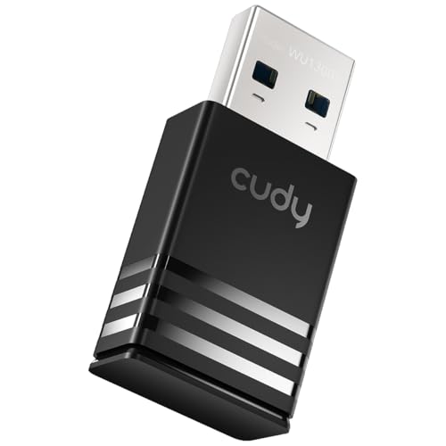 Cudy AC1300 WiFi USB 3.0 Adapter for PC, 5G2.4G Dual Band Wireless Dongle for Laptop, USB 3.0, Compatible with Windows 788.11011, Mac OS 10.5~10.13, Linux Kernel 2.6.24~5.x, WU1300S