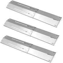 Universal Replacement Heavy Duty Adjustable Heat Plate Shield, Stainless Steel Heat Tent, Burner Cover, Flavorizer Bar, Flamer Tamer for Gas Grill Models, Extends from 11.75" up to 21" L, 3 Pack