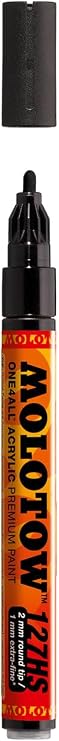 Molotow ONE4ALL Acrylic Paint Marker, 2mm, Signal Black, 1 Each (127.212)