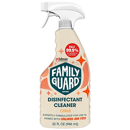 FAMILYGUARD Brand Disinfectant Spray Trigger & Multi Surface Cleaner, Antibacterial Spray, Expertly Formulated for Use In Homes with Children & Pets, Citrus Scent, 32 oz Pack of 1