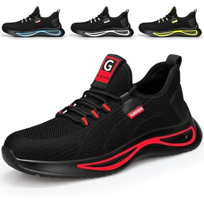 GLANOUDUN Steel Toe Shoes for Men Lightweight Work Shoes for Men Black Steel Toe Sneakers Comfortable Safety Tennis Sneakers Indestructible Mens Safety Footwear Industrial Construction