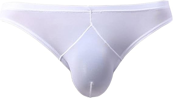 Men's Ice Silk Briefs Low Rise Bulge Enhancing Bikini Underwear Solid Super Soft Separation Big Pouch Underpants
