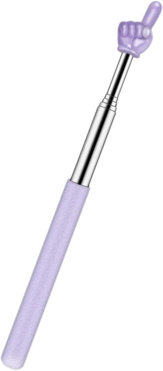 Retractable Teachers Classroom Hand Pointer, Extendable Pointer Finger Stick,Mini Finger Reading Pointer Stick,Kindergarten Student Teacher Teaching Reading Finger Shape (Purple)