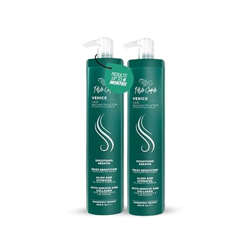 I Belli Capelli Venice Organic Keratin Hair Treatment Straightening - 1 Step Application Formaldehyde Free, Keratina Organica, Keratina Para Alisar El Pelo Sin Formol, 2 units 33.8 Fl Oz1L