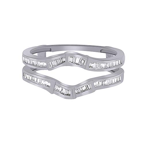13 Ct Baguette Diamond 14K White Gold Anniversary Wedding Enhancer Wrap Guard Ring Sz - 7 For Women