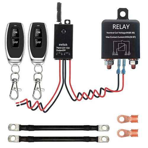 Wireless Remote Kill Switch for Car, Remote Battery Disconnect Switch Car,DC12V-72V 200A Remote Car Kill Switch Anti Theft Automatic Shut Off Switch, for Auto, Truck, Boat, RV.