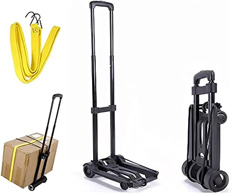 MShop Folding Shopping Cart Small Luggage with 2 Wheels Lightweight Trolley Plastic Hand Truck for Groceries, Super Market Travel Moving and Office Trolley(Black:Size L12.6xW9 inch), ULC-01