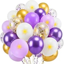 Gejoy 60pcs Purple Sun Party Decorations 12inch Balloons Gold Balloon Pastel Purple Latex Balloons Gold Balloon for Butterfly Birthday Princess Theme Party Decoration Bridal Baby Shower Bachelorette
