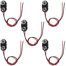 9V Battery Clip Connector Tinned Wire Leads 15cm Black Red I Type Battery snap Clip Connector 5Pcs