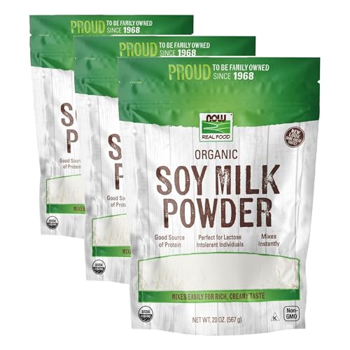 NOW Foods, Organic Soy Milk Powder, Instant Mix Dairy Alternative, Non-GMO Packaging May Vary, 20 Ounce Pack of 3
