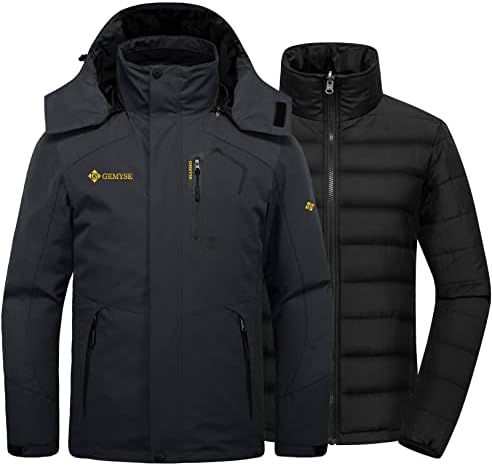 GEMYSE Mens Waterproof 3-in-1 Ski Snow Jacket Puffer Liner Insulated Winter Coat