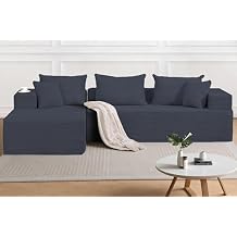 105'' Cloud Boneless Couches for Living Room, Corduroy L-Shaped Modular Sectional Sofa w/Right Chaise, Deep Seat for Apartment, Bedroom, No Assembly - Black