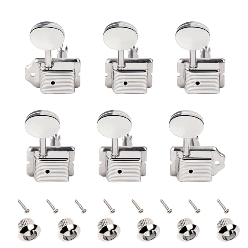 Banworks Vintage Guitar Tuning Pegs Keys 15:1 Ratio 141 Guitar String Tuning Machines 8mm 516 for FenderSquier Classic Vibe Tele Strat ST Guitar Pack of 6 JTJXQ-07 Nickel