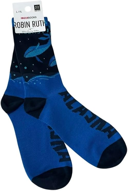Robin Ruth Alaska Crew Socks Alaska Humpback Whale 75% cotton L/XL