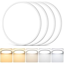 4 Packs 3200LM Flush Mount Ceiling Light Fixtures, 12in 24W Ultra Thin Dimmable LED Ceiling Lights, 2700K/3000K/4000K/5000K/6500K 5CCT Selectable Ceiling Lamp for Bedroom for Bedroom, Laundry, Hallway