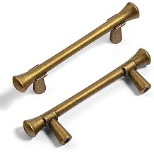 Antique Brass Cabinet Handles, Rustic Refinement Drawer Pulls for Kitchen, Cabinet Hardware for Bedroom, 3 Inches Center to Center, 6 Pack (Model 6652)