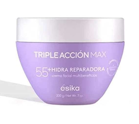 Esika Triple Accion Max Crema Facial Multibeneficios 55+ Con Calcio, Biofirm y Complejo Antioxidante 7.0 oz. (200)