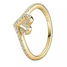 PANDORA Timeless Wish Sparkling Heart Ring - Hand-Finished 14k Gold-Plated PANDORA Shine with Cubic Zirconia - Size 6 - No Gift Box
