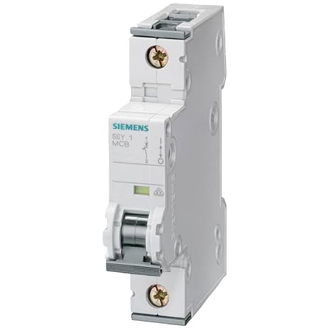 Siemens 5SY41047 Supplementary Protector, UL 1077 Rated, 1 Pole Breaker, 4 Ampere Maximum, Tripping Characteristic C, DIN Rail Mounted
