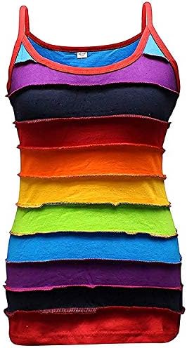 Shopoholic Fashion Womens Rainbow Striped Hippie Summer Tank Tops
