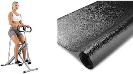 Bundle of Sunny Health & Fitness Squat Assist Row-N-RideTM Trainer for Glutes Workout + Sunny Health & Fitness Home Gym Foam Floor Protector Mat for Fitness & Exercise Equipment