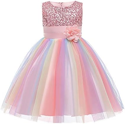 Flower Girls Sequins Rainbow Tutu Dress for Kids Baby Wedding Bridesmaid Pageant Birthday Party Princess Tulle Dresses