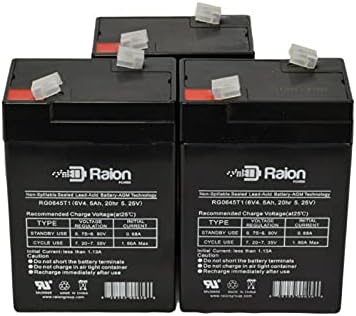 Raion Power RG0645T1 6V 4.5Ah Replacement AGM Battery for Duracell DURA6-5F - 3 Pack