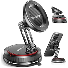 SYNCWIRE for MagSafe Car Mount [2-Axis Design] Nano Adhesive Gel + Suction Cup Magnetic Phone Holder for Dashboard & Windshield, 360 Adjustable for iPhone 17 16 15 14 13 12 11, Samsung, Carbon Fiber