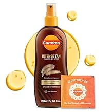 Carroten Intensive Tanning Oil Spray | Browning Oil Tan Accelerator | Vitamin E with Carrot & Coconut Oils | Water-Resistant, Silky Hydration | Coconut Fragrance | Made in Greece | 6.7 oz + Wipe