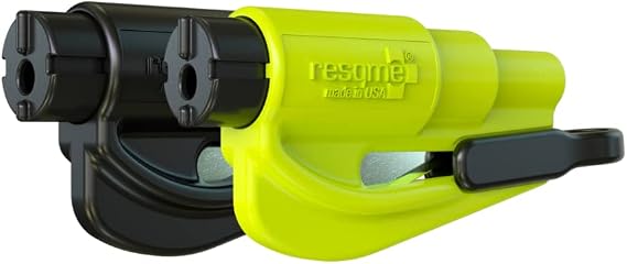 RESQME The Original Compact Emergency Keychain Car Escape Tool, Seatbelt Cutter and Window Breaker, Made in USA, Pack of 2