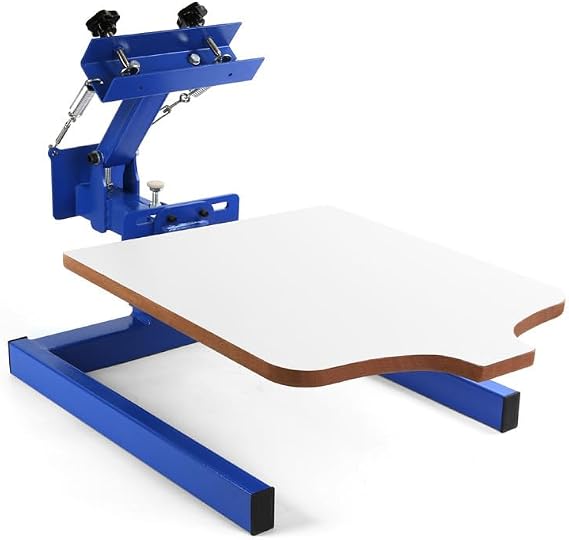 Manual Screen Printing Press for T-Shirts and Flat Surfaces, Single-Color Silk Screen Printer with Detachable Platen, Adjustable Tilt & Height, Compact Foldable Design