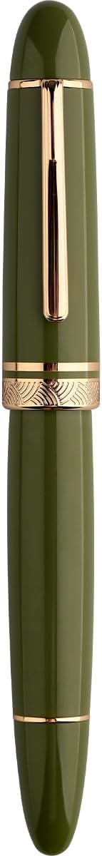 erofa Majohn P140 Fountain Pen NO.8 Medium Nib, Brass Piston System Large Capacity Green Acrylic Writing Pen with Box