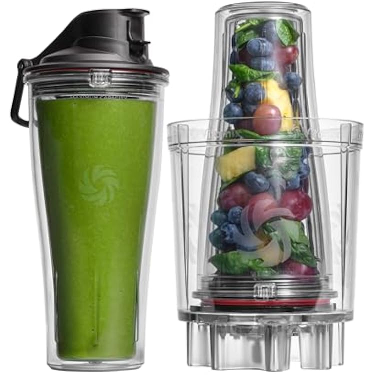 Vitamix Personal Cup Adapter, BPA-Free, Dishwasher-Safe, Two 20-Ounce Blender Cups, Two Lids, and One Blender Adapter with Stainless-Steel Blades, Not Compatible with Ascent or Venturist Series