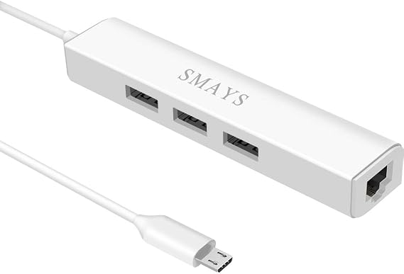 Micro USB Hub with Ethernet Adapter, OTG Cable for Fire tv Stick /4K /Cube | 4K Max, Google Chromecast Ultra, Android - LAN Network Dongle & Otg Hub with Power to Add External Storage Devices
