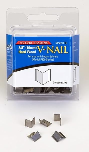Authintic Logan F16 V-Nails (200 pcs),3/8 Length, for Hard Wood Frames, use in Logan Joiners for Picture Framing