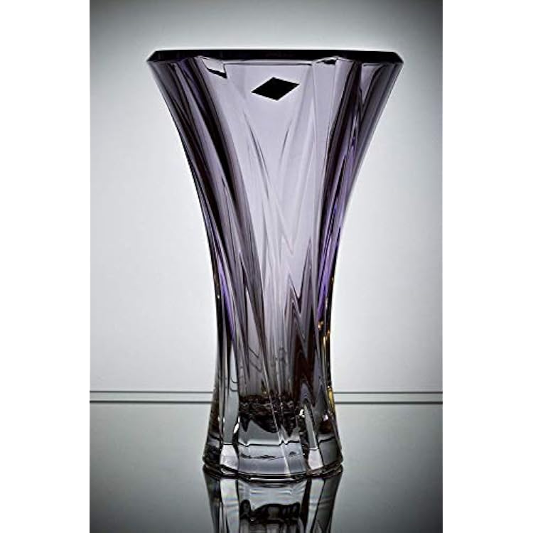 Czech Bohemian Crystal Glass Vase 12-H Amethyst-Purple Oklahoma Vintage European Design Elegant Centerpiece Flower Vase Home Decor Birthday Wedding Housewarming Anniversary