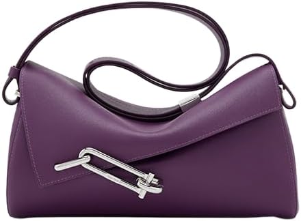 Ladies' elegant metal style shoulder bag, made of genuine leather material, with a curved design casual handbag