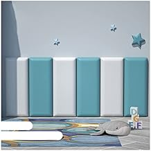WIGING 3D Anti-Collision Wall Padding for Kids, 6PCS Self-Adhesive PU Waterproof Wall Stickers, Thick Wall Cushion Padded for Living Room Gaming Room Wall Panel (Color : Blue)