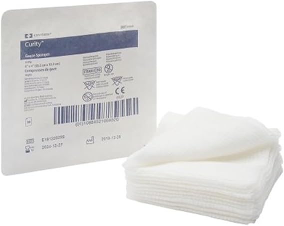 Curity Sponge Dressing Gauze 12-Ply 4 X 4 Inch Square (#6939, Pack of 10)