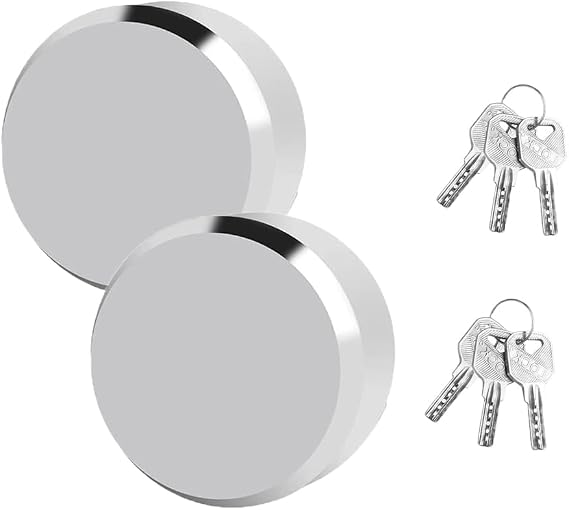 2 Pack Puck Lock Set, 6061 Aluminum Hidden Shackle Padlock Keyed Alike, Trailer Puck Padlocks Anti Theft 2-7/8" Puck Lock for Trailers Trucks Vans Shed Gates Garage (Silver 2 Pack)