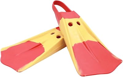 Voit Swim Fins Red and Yellow: Legendary Swim Fin Design, Unisex, Dual-Density Rubber Construction, Boost Speed and Comfort in The Water, Duck Feet