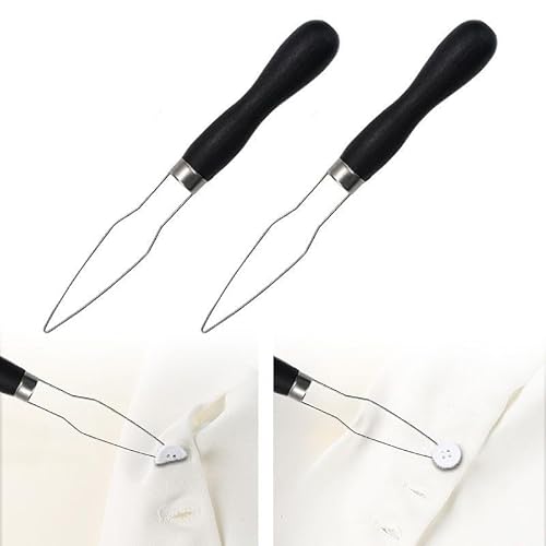 2 Pack Easy Button Hook - Button Assist Device Helper Tool - Stainless Steel Button Fastener Tool for Easy Button - One Hand Dressing Aids 2 Pack