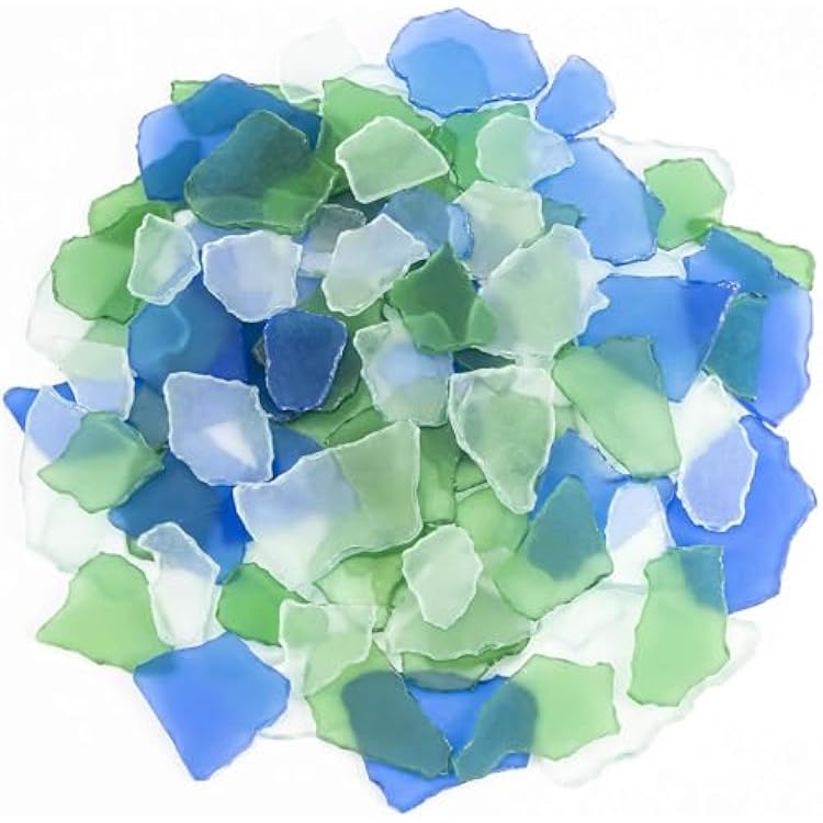Sukh Sea Glass for Crafts Bulk 15 OZ Seaglass Blue Green Clear Mix, Beach Glass for Crafts, Sea Glass Decor Vase Filler, Sea Glass Art for DIY, Home Coastal Decoration & Christmas Tree Projects