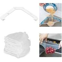 Kitchen Sink Triangle Holder Filter Strainer with Net Mesh Multipurpose Sink Strainer Hanging Bag for Food Waste Collection (White + 50 Filters)