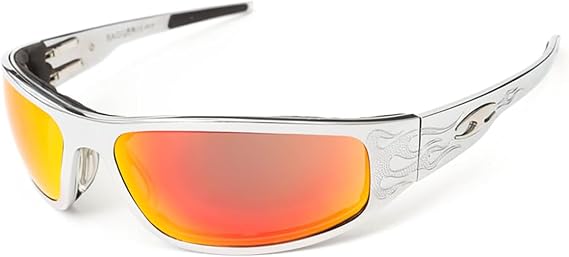 Icicles Bagger Motorcycle Mirror Lens Sunglasses with Flames Frame