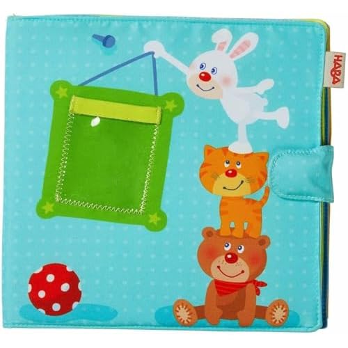 HABA My First Photo Album - Soft Fabric Baby Book, Baby Album Fits 8 4x6 Photos, Sensory Toys for Babies, Baby Books 12-36 Months & Up