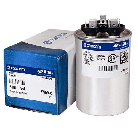 CBB65 97F9833-30 + 5 uf MFD 370 Volt VAC CBB65 Replacement Round Dual Run Capacitor